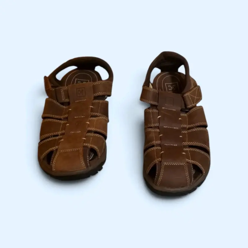 Sandalias de cuero marrón para hombre - 1