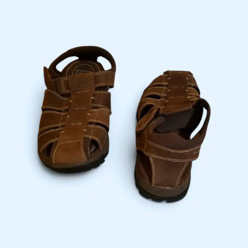Sandalias de cuero marrón para hombre - 2