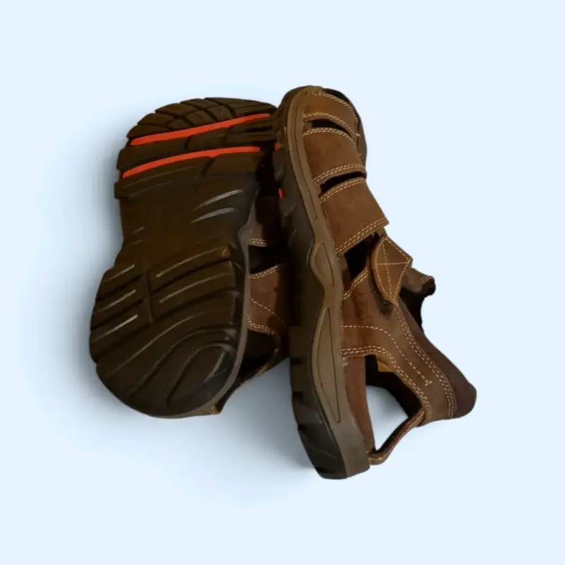 Sandalias de cuero marrón para hombre - 3