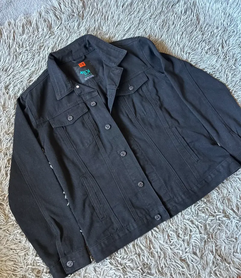 Chaqueta de mezclilla negra para hombre talla 14 - 2