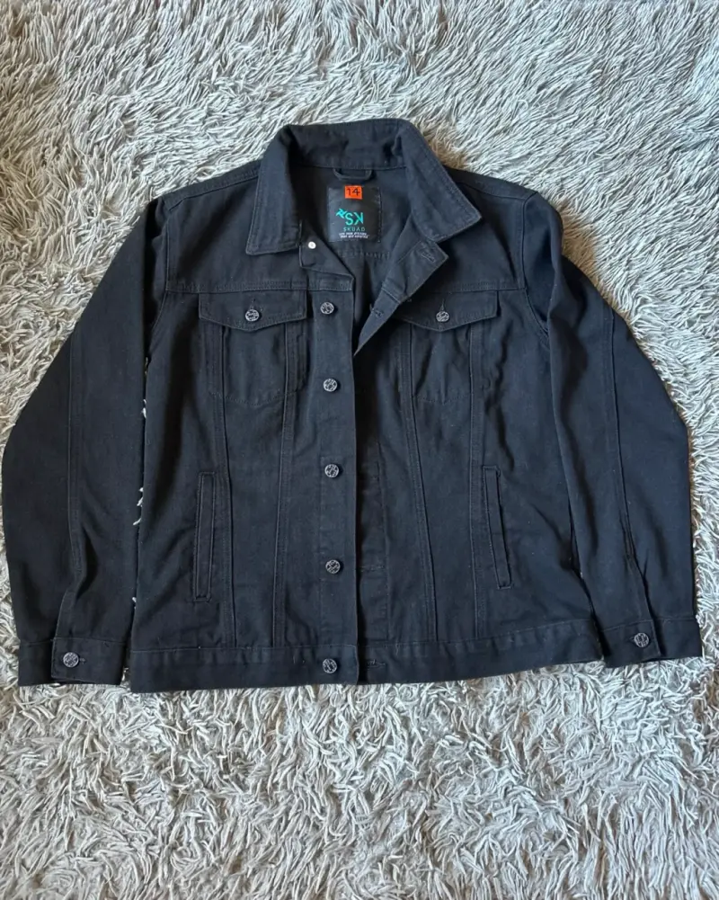 Chaqueta de mezclilla negra para hombre talla 14 - 3