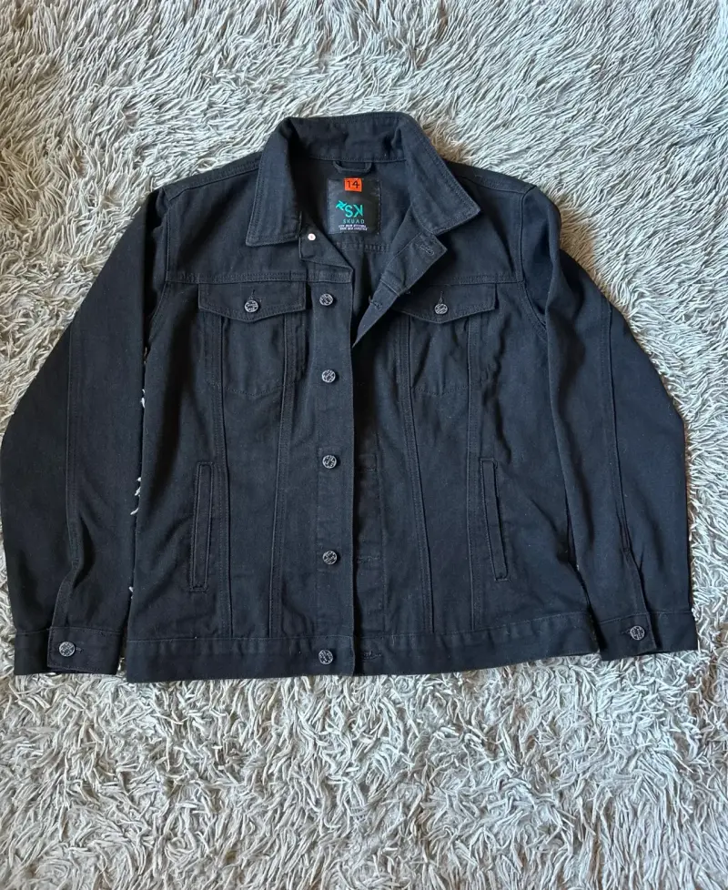 Chaqueta de mezclilla negra para hombre talla 14 - 4
