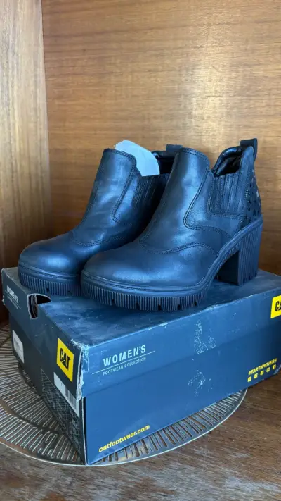 Botines de cuero negro CAT - miniatura 2