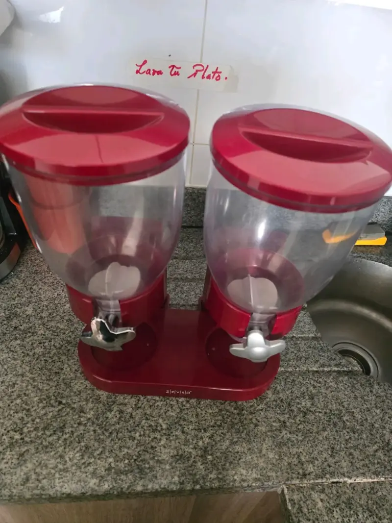 Dispensador doble de cereales Zevro rojo - 2