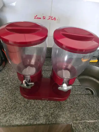 Dispensador doble de cereales Zevro rojo - miniatura 2