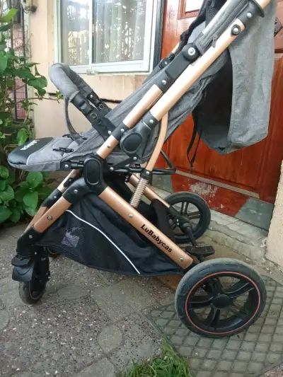 Coche de bebé gris LuBabycas plegable - miniatura 1