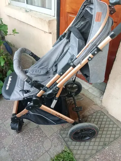 Coche de bebé gris LuBabycas plegable - miniatura 2