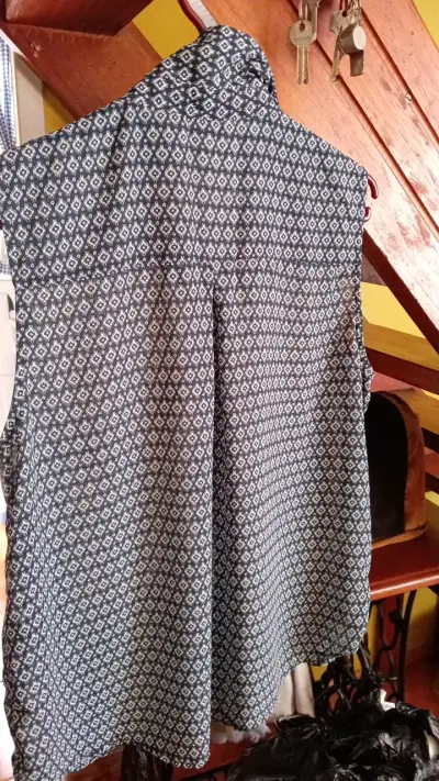 Blusa sin mangas estampada azul y blanca - miniatura 2