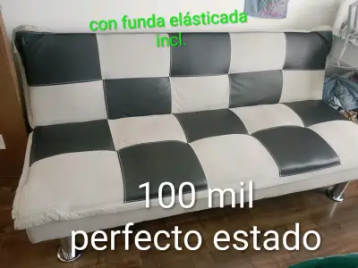 Sofá cama bicolor con funda elástica - miniatura 1