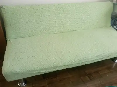 Sofá cama bicolor con funda elástica - miniatura 3