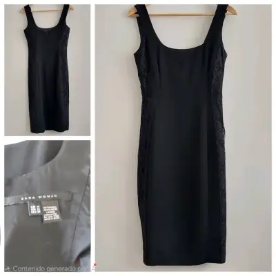 Vestido negro elegante Zara Woman con encaje - miniatura 1