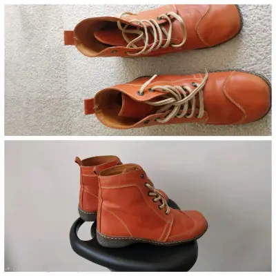 Botines de cuero naranja Mujer - miniatura 1
