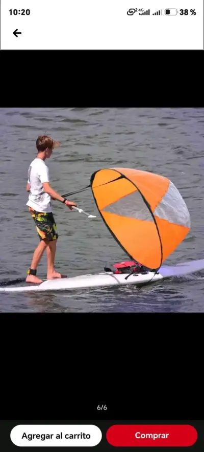 Vela de mano para paddle surf naranja - miniatura 1