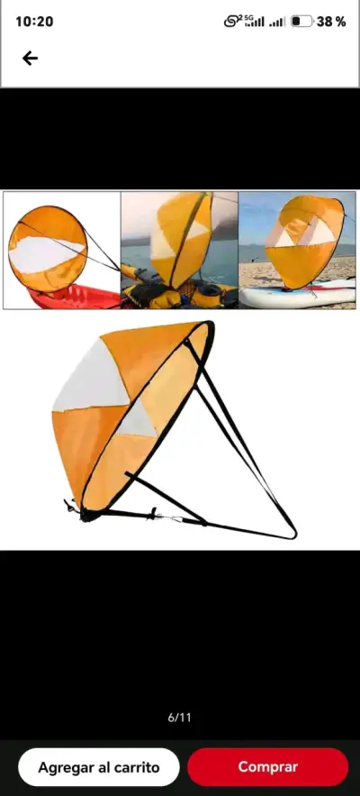 Vela de mano para paddle surf naranja - miniatura 4