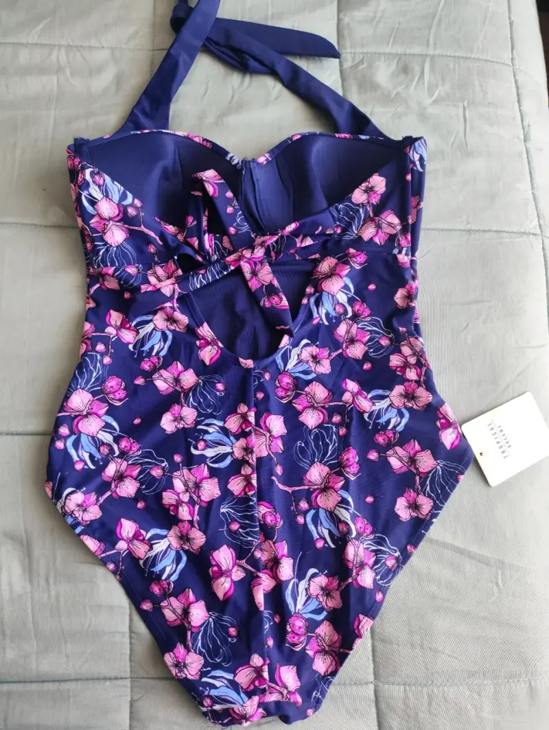 Traje de baño entero floral azul Flores - 2