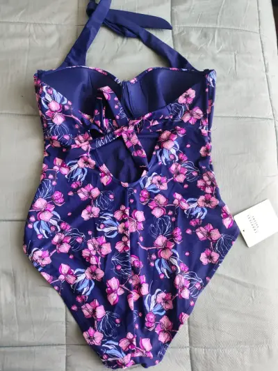 Traje de baño entero floral azul Flores - miniatura 2