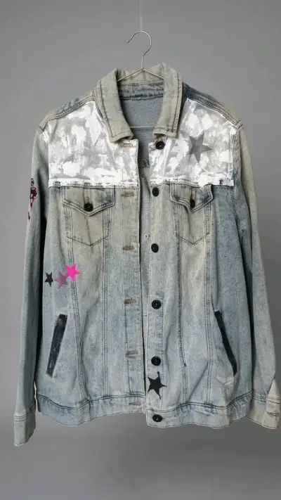 Chaqueta de mezclilla con diseño de estrellas - miniatura 1