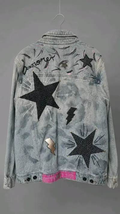 Chaqueta de mezclilla con diseño de estrellas - miniatura 2