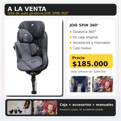 Silla de auto giratoria Joie Spin 360° casi nueva - miniatura 1
