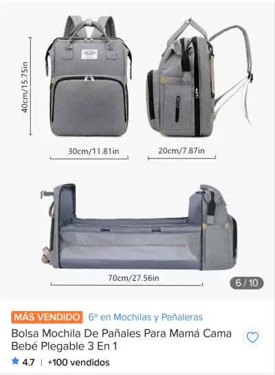 Mochila pañalera multifuncional - miniatura 3