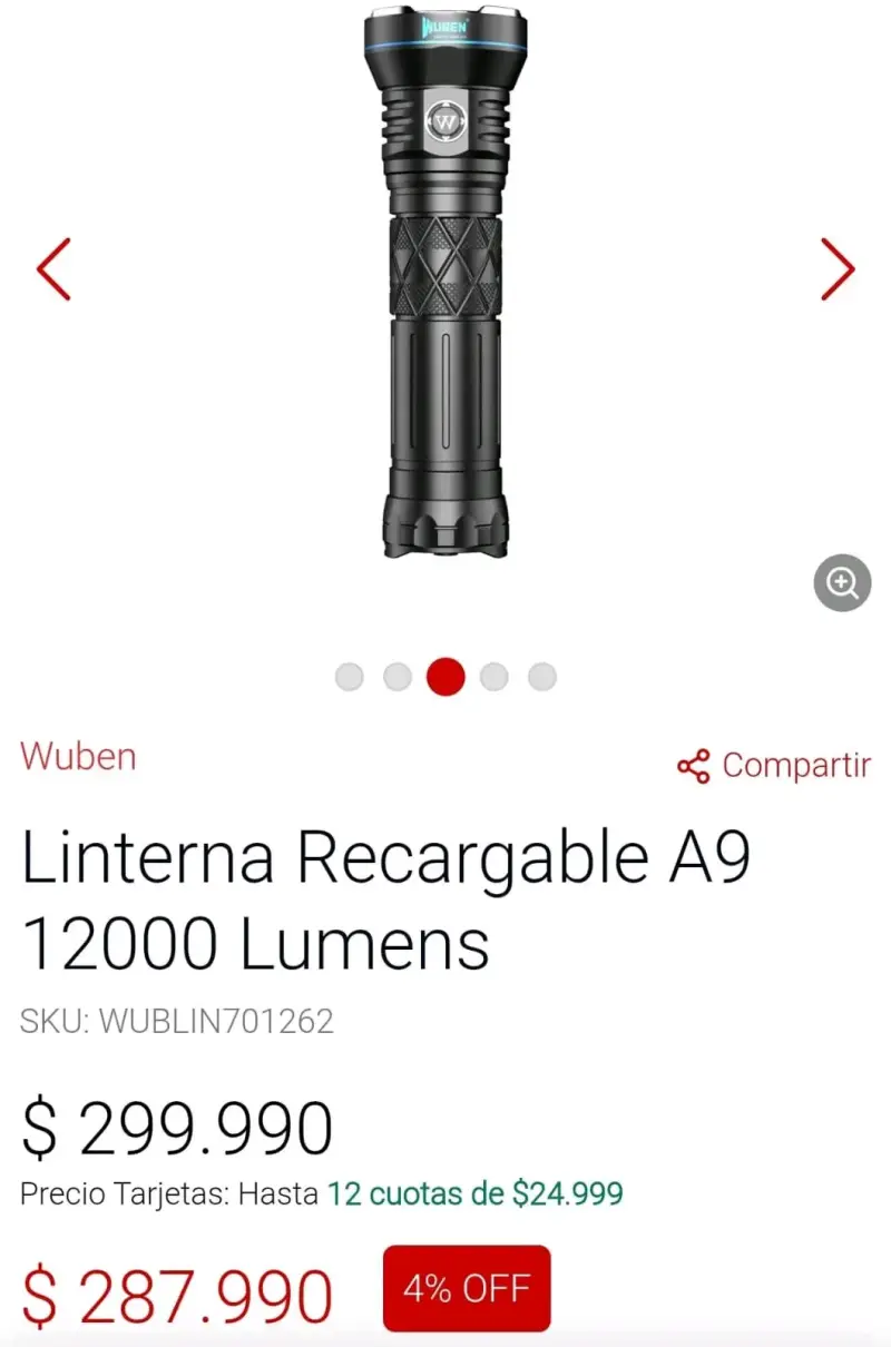 Linterna Recargable Wuben A9 12000 Lumens - 2