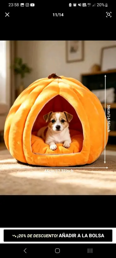 Cama para mascotas en forma de calabaza - miniatura 1