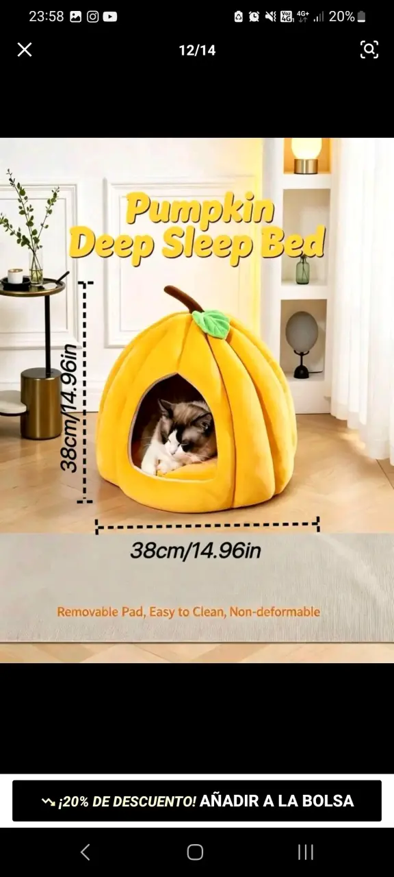 Cama para mascotas en forma de calabaza - 2