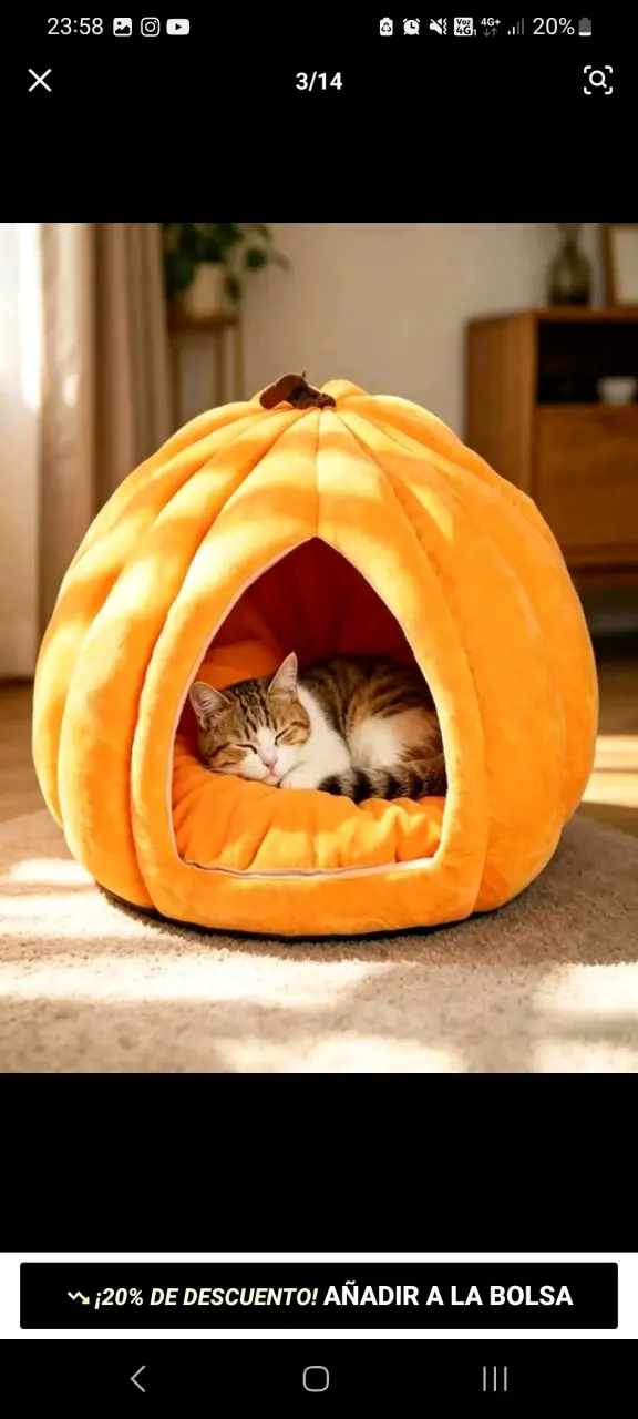 Cama para mascotas en forma de calabaza - 3