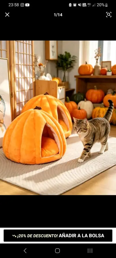 Cama para mascotas en forma de calabaza - miniatura 4