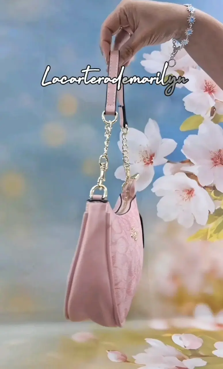 Cartera de hombro rosa Coach con cadena - 3