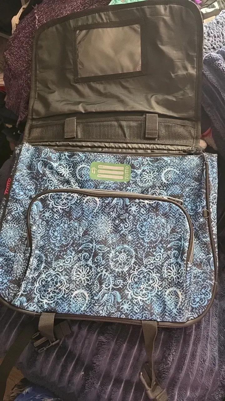 Mochila escolar con diseño floral azul - 2