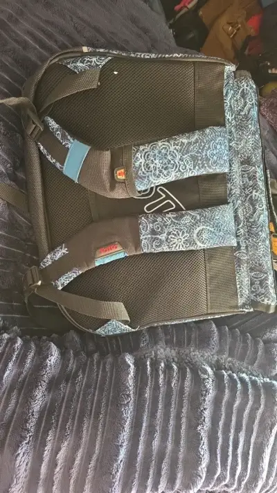 Mochila escolar con diseño floral azul - miniatura 4