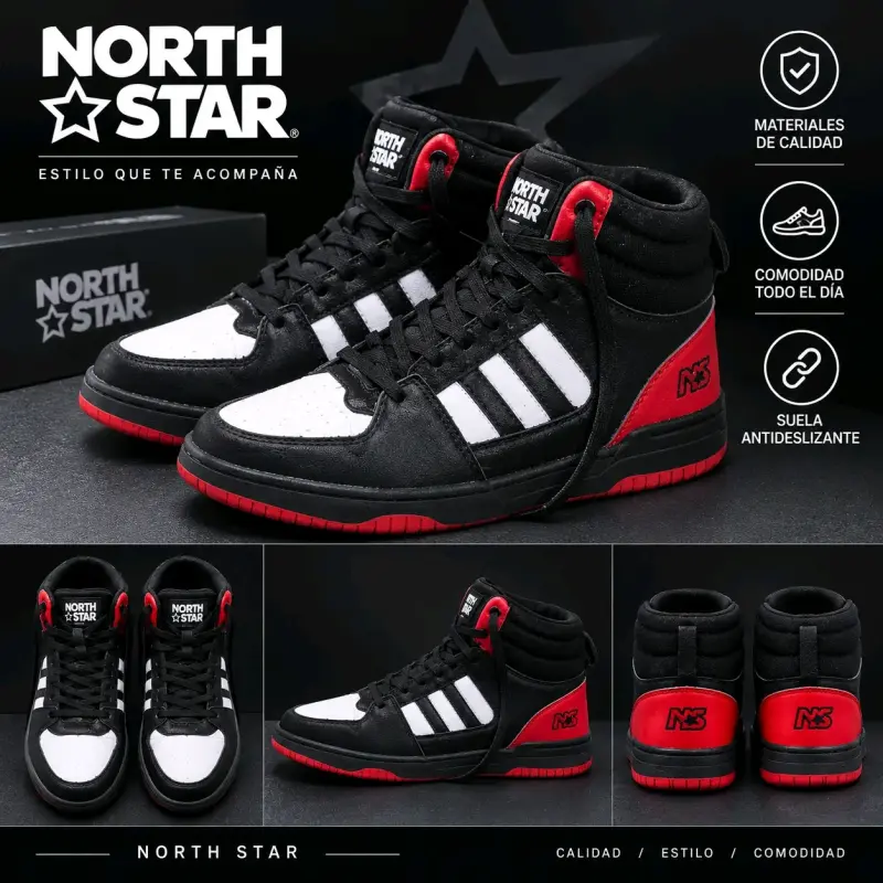 Zapatillas deportivas North Star negras y rojas