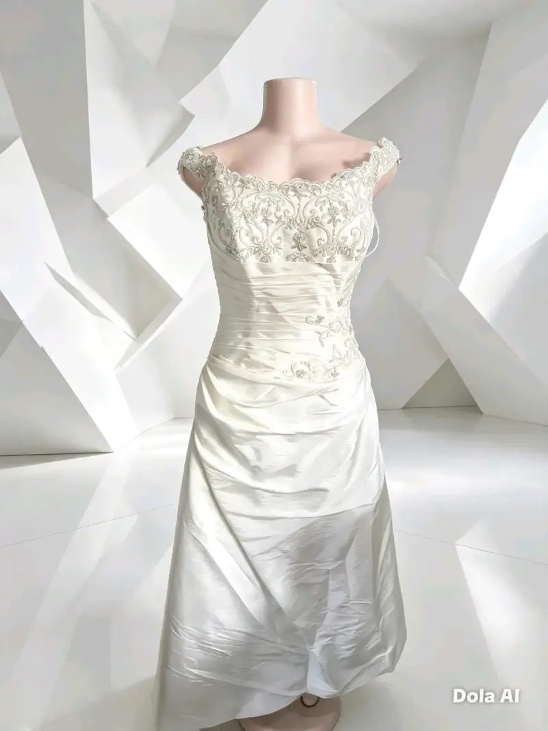 Vestido de novia elegante con encaje y cola - 1