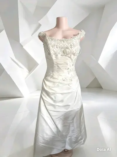 Vestido de novia elegante con encaje y cola - miniatura 1