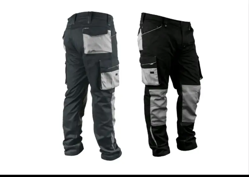 Pantalones de trabajo bicolor con bolsillos