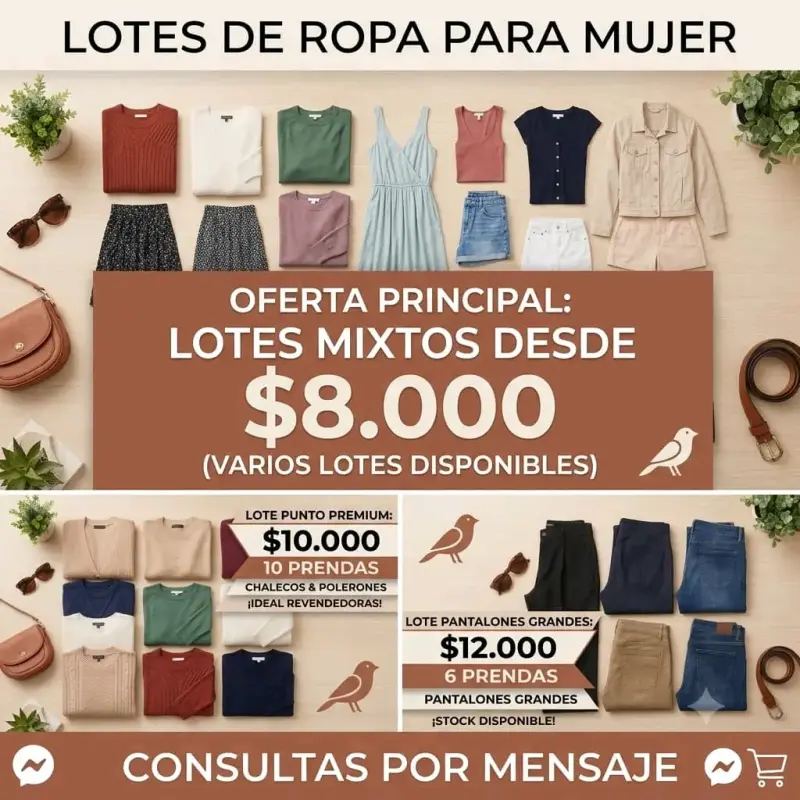Lote de ropa mixta para mujer desde $8.000