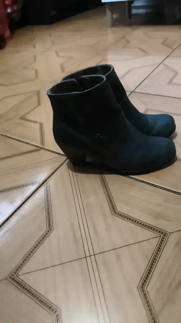 Botines de cuero negro para mujer - 4