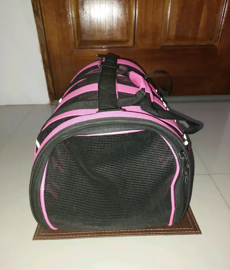 Bolso transportador para mascotas rosa y negro - 2
