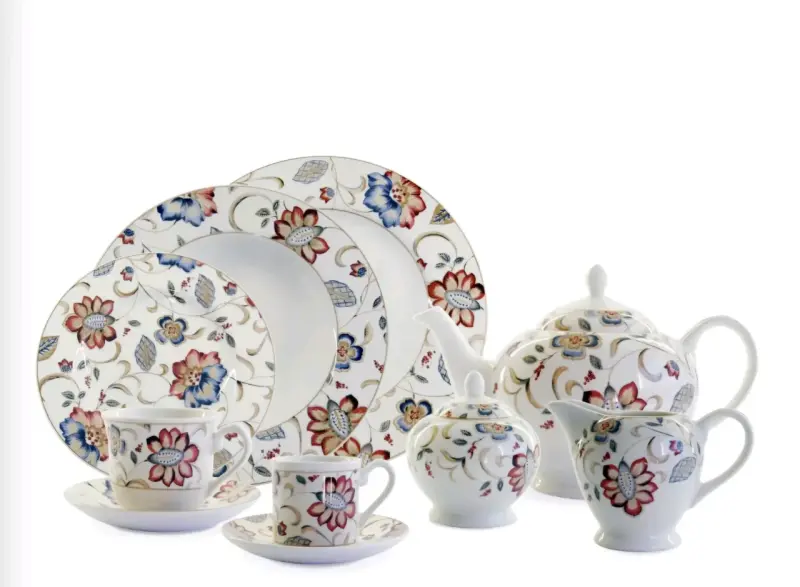 Juego de vajilla de porcelana floral - 2