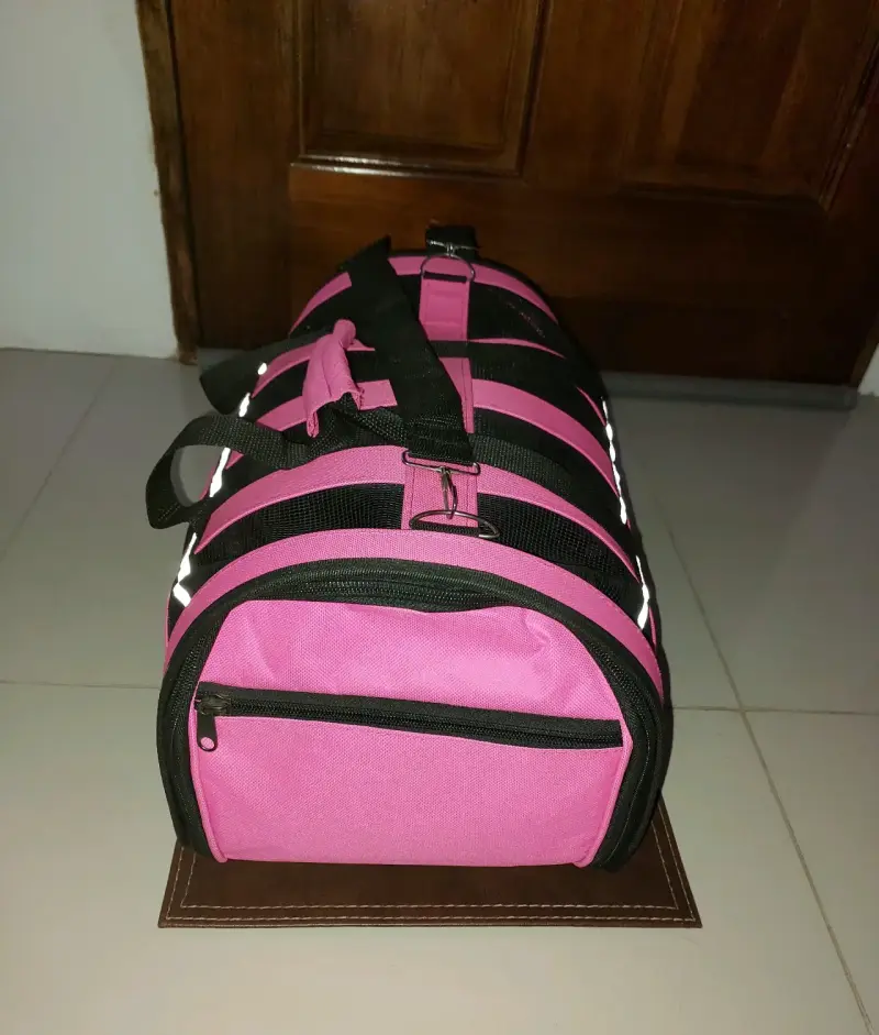 Bolso transportador para mascotas rosa y negro - 3