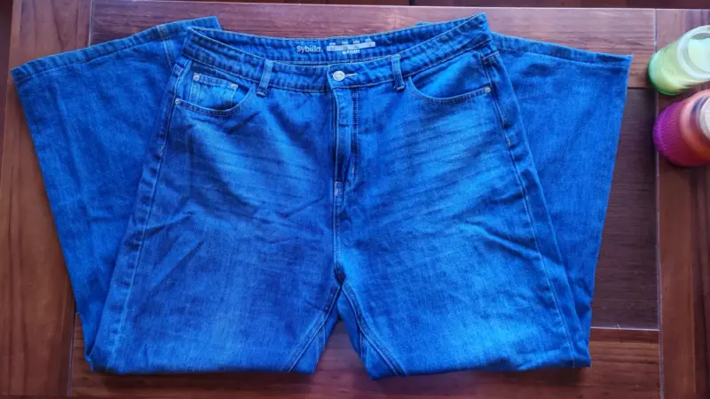Jeans Wide Leg de mezclilla azul para mujer - 2