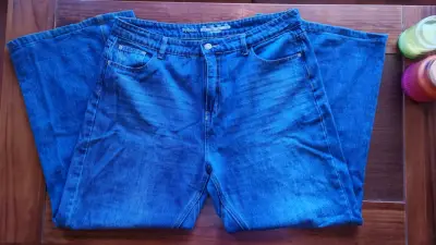 Jeans Wide Leg de mezclilla azul para mujer - miniatura 2