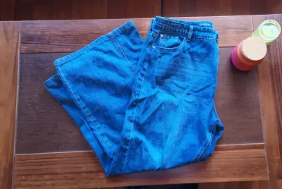 Jeans Wide Leg de mezclilla azul para mujer - miniatura 3