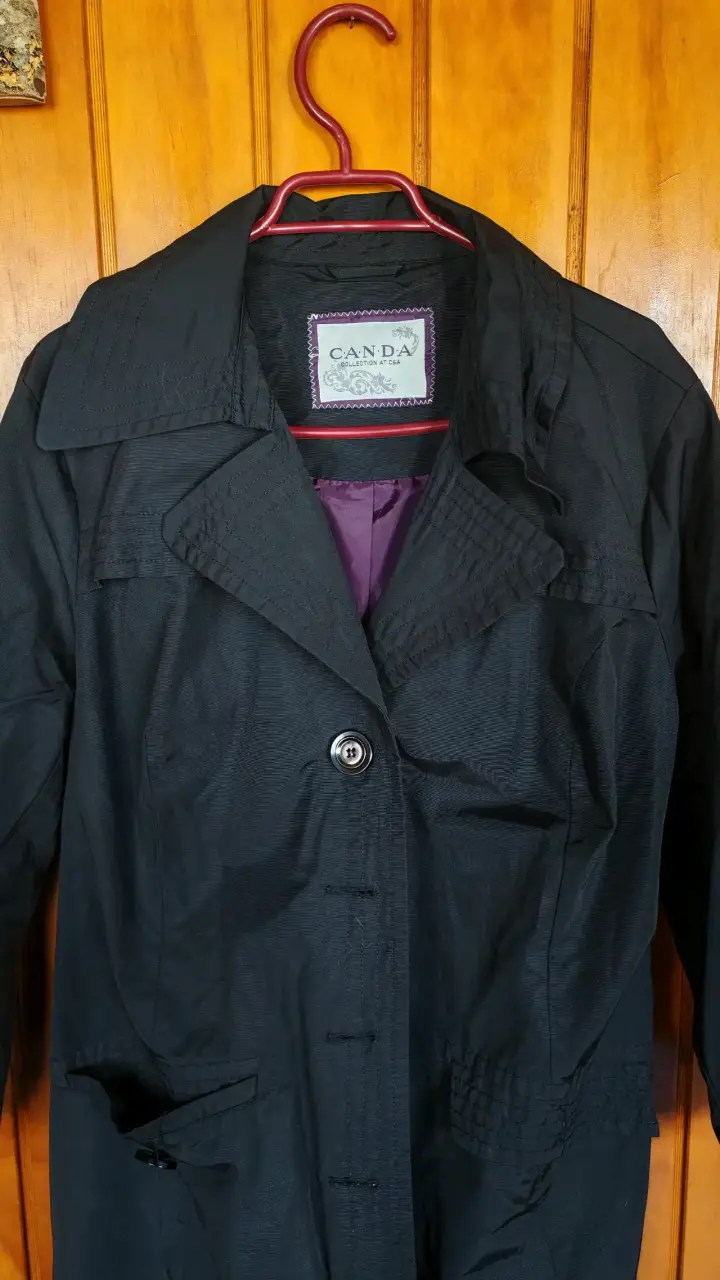 Gabardina negra talla XL para mujer - 2