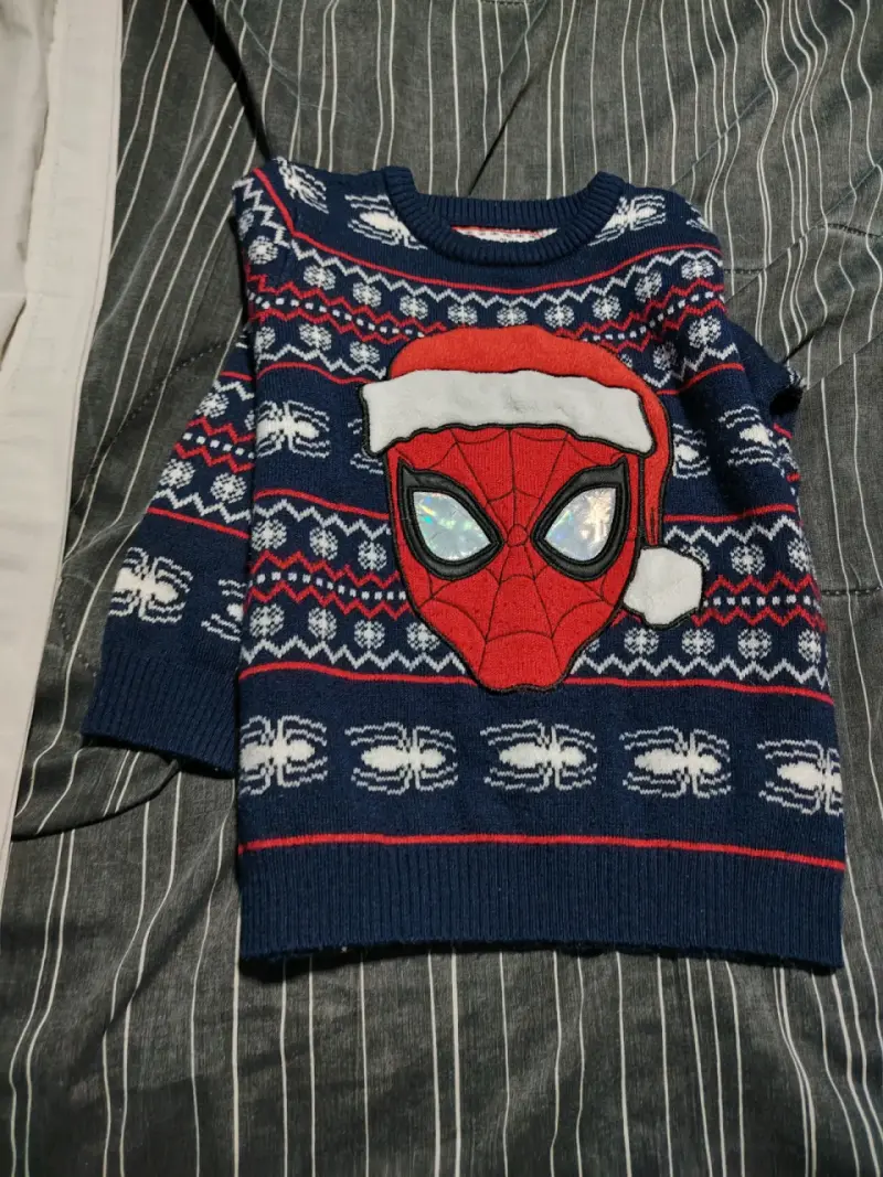 Suéter navideño infantil Spiderman azul