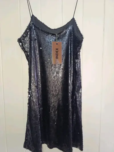 Vestido de lentejuelas negro Index elegante - miniatura 2