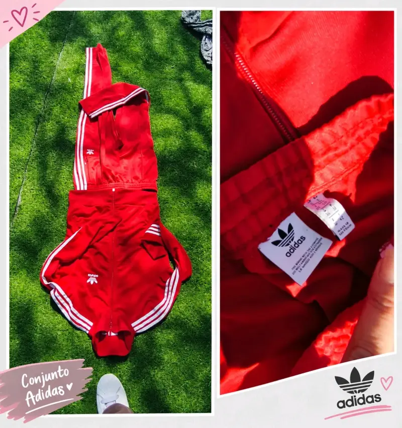 Conjunto deportivo rojo Adidas para mujer
