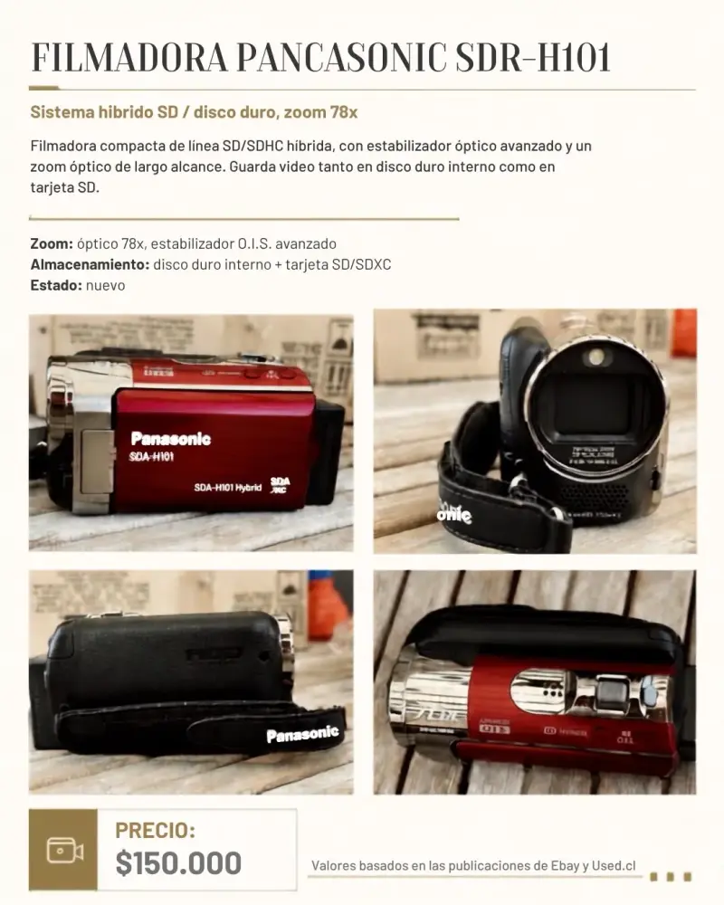 Filmadora Panasonic SDR-H101 con Zoom Óptico 78x - 1