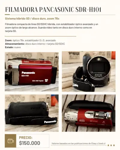 Filmadora Panasonic SDR-H101 con Zoom Óptico 78x - miniatura 1